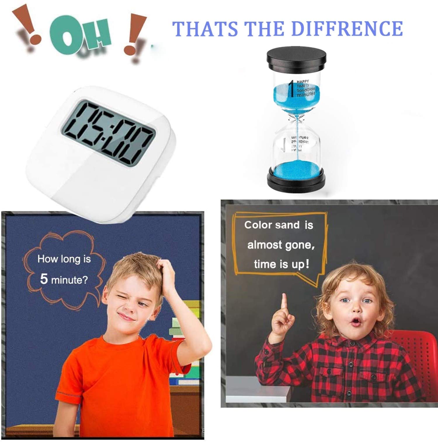 Sand Timer 1 Minute Hourglass Timer: Colorful Sand Watch 1 Minute, Small Blue Sand Clock One Minute, Plastic Hour Glass Sandglas